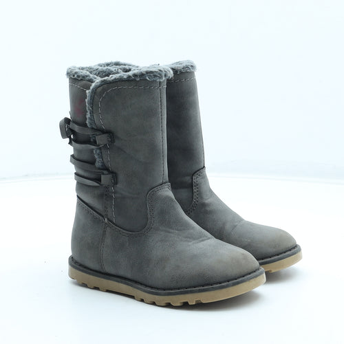 Primark Girls Grey Polyurethane Shearling Style Boot UK 8 25