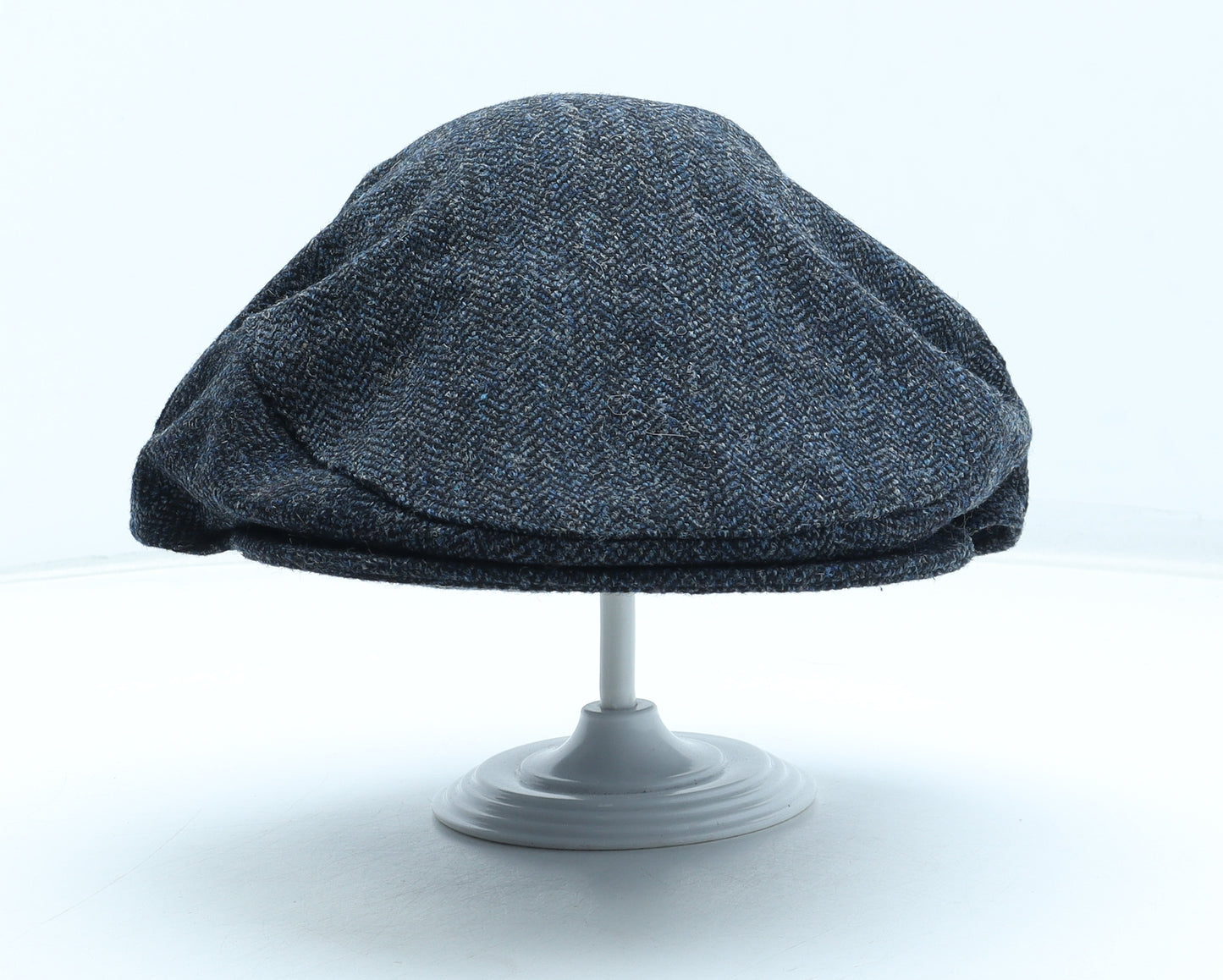 Lovat Mens Blue Herringbone Wool Flat Cap One Size