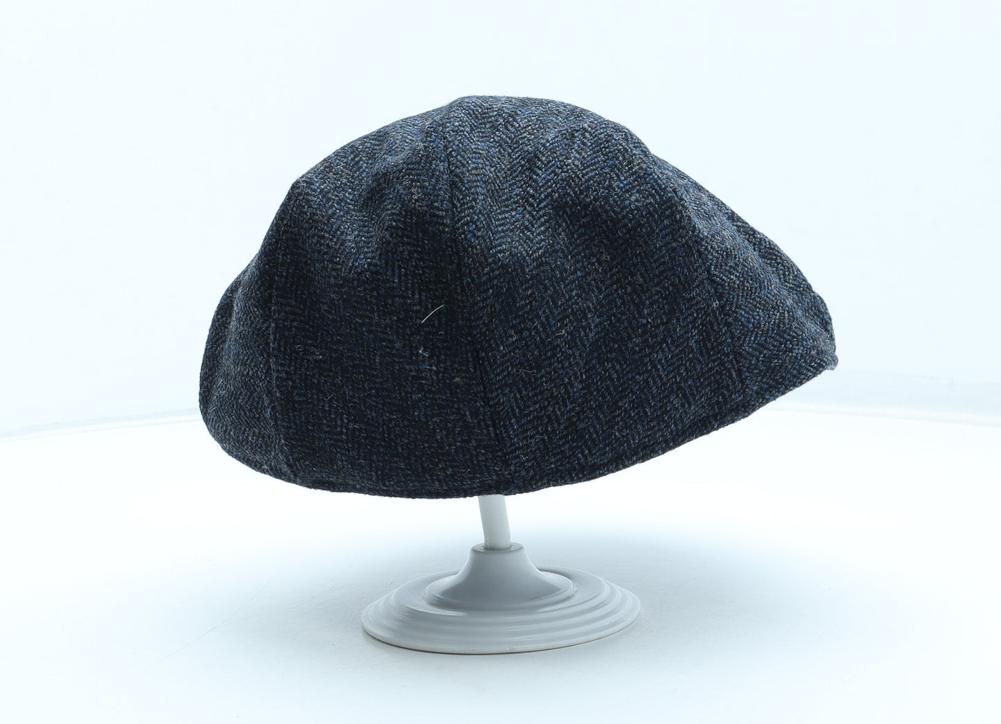 Lovat Mens Blue Herringbone Wool Flat Cap One Size