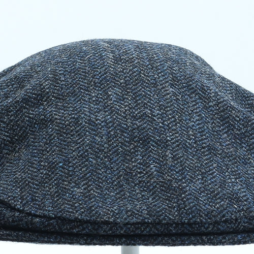 Lovat Mens Blue Herringbone Wool Flat Cap One Size