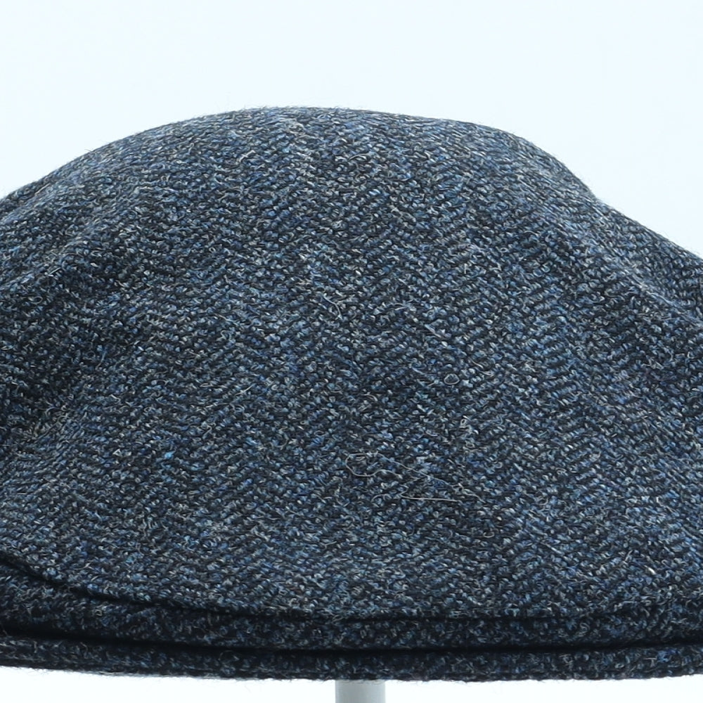 Lovat Mens Blue Herringbone Wool Flat Cap One Size
