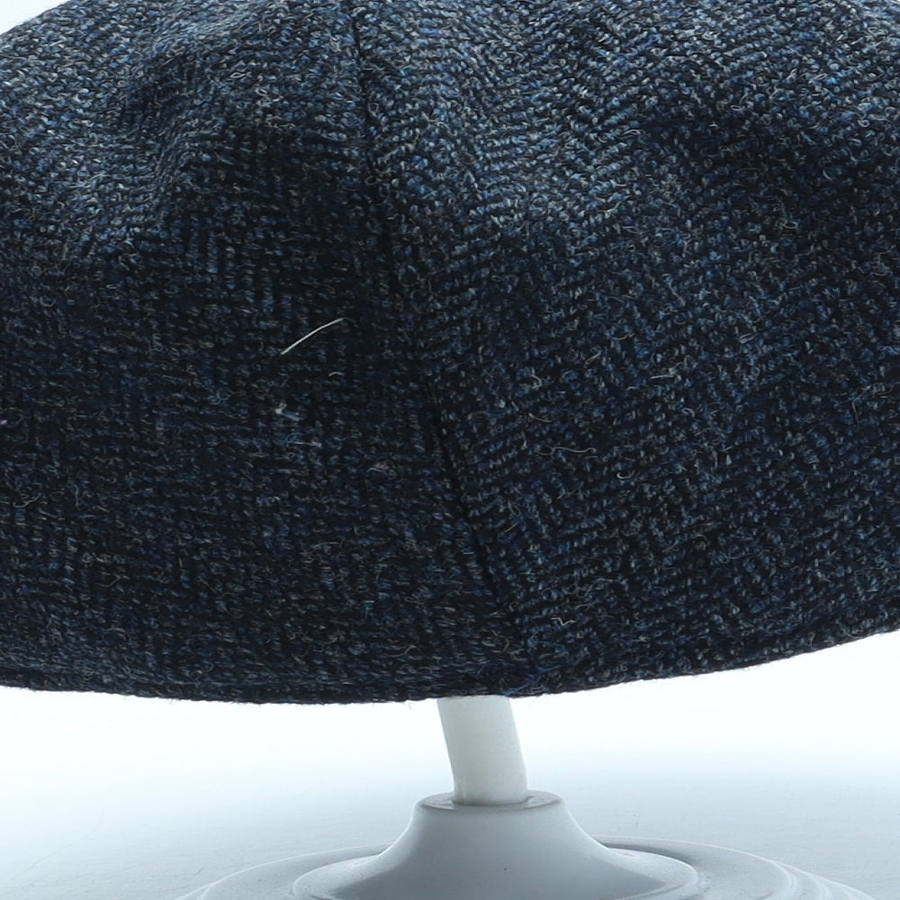 Lovat Mens Blue Herringbone Wool Flat Cap One Size