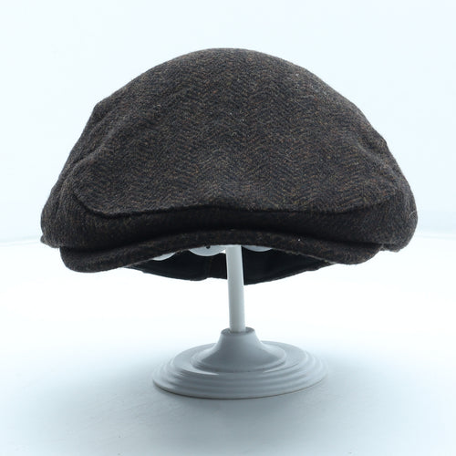 NEXT Mens Brown Herringbone Wool Flat Cap Size XL