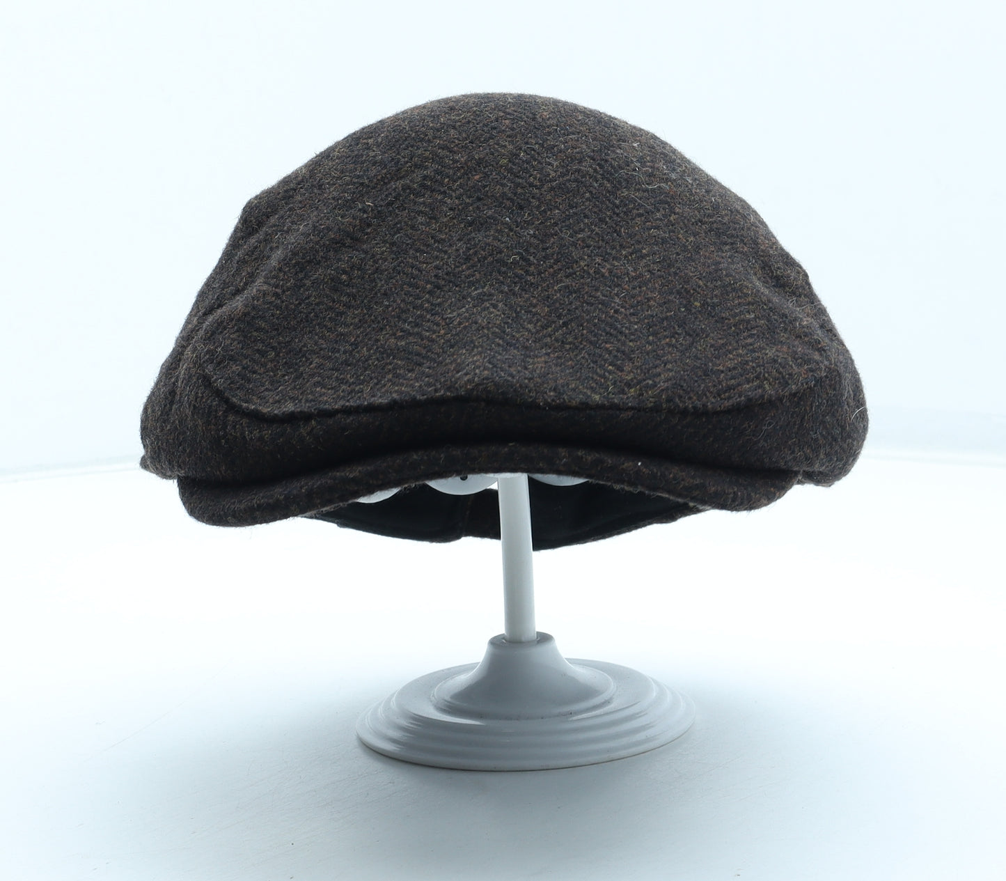 NEXT Mens Brown Herringbone Wool Flat Cap Size XL