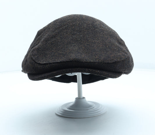 NEXT Mens Brown Herringbone Wool Flat Cap Size XL