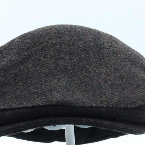 NEXT Mens Brown Herringbone Wool Flat Cap Size XL