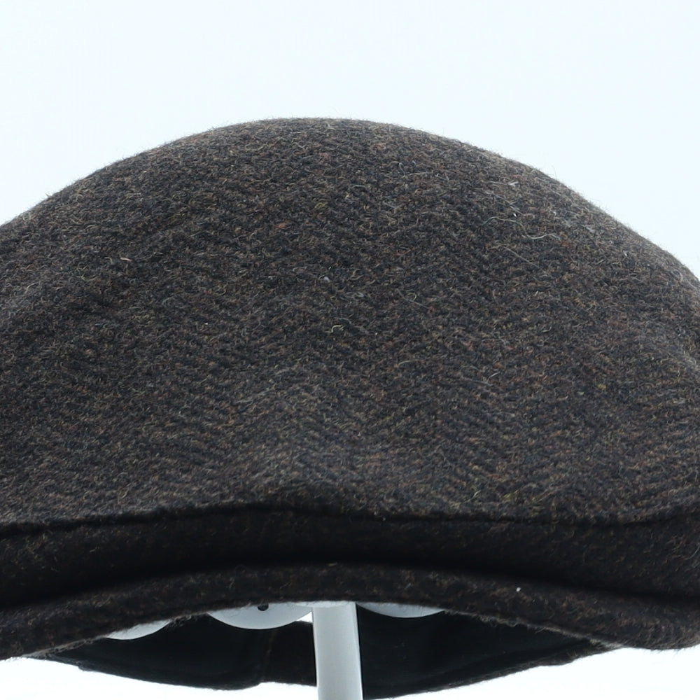 NEXT Mens Brown Herringbone Wool Flat Cap Size XL