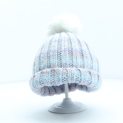 M&Co Girls Multicoloured Acrylic Bobble Hat One Size - Size 3-4 Years