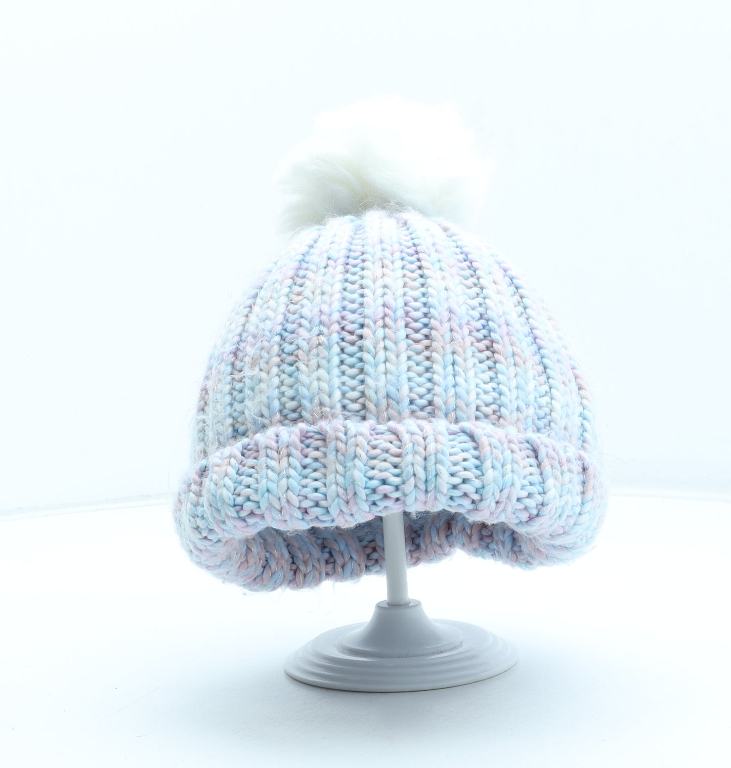 M&Co Girls Multicoloured Acrylic Bobble Hat One Size - Size 3-4 Years