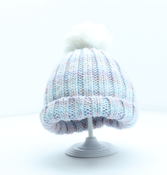 M&Co Girls Multicoloured Acrylic Bobble Hat One Size - Size 3-4 Years