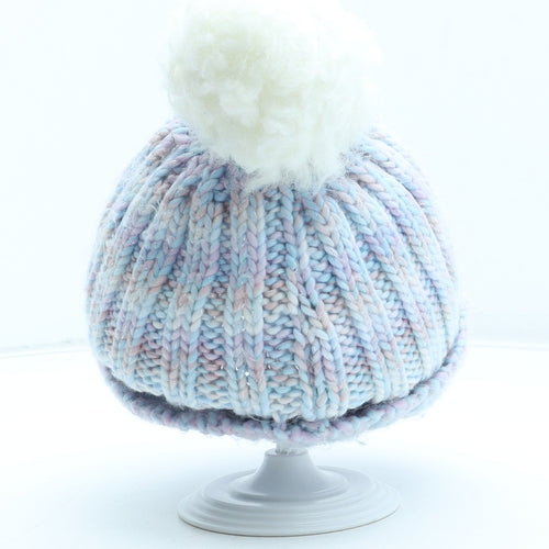 M&Co Girls Multicoloured Acrylic Bobble Hat One Size - Size 3-4 Years