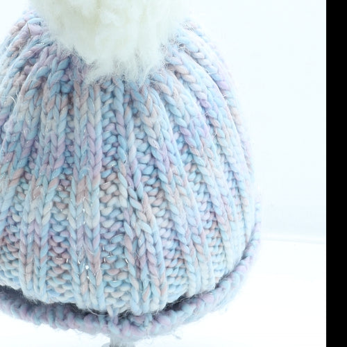M&Co Girls Multicoloured Acrylic Bobble Hat One Size - Size 3-4 Years