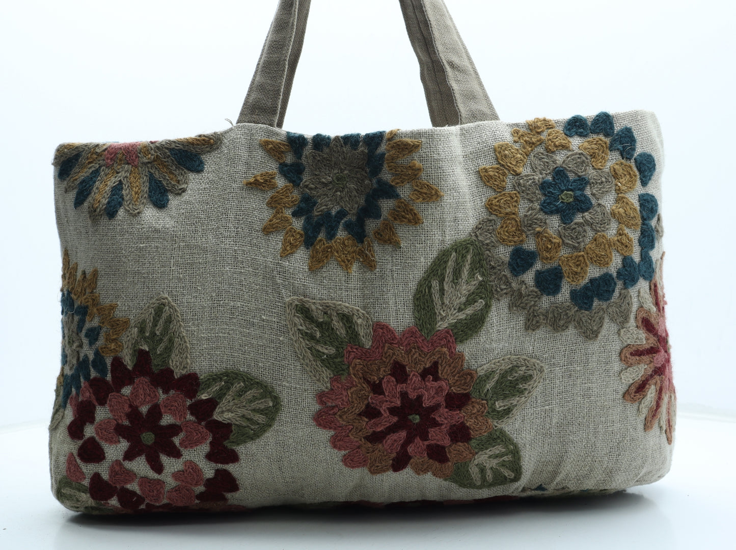 Preworn Womens Multicoloured Floral Cotton Top Handle Bag Size Large