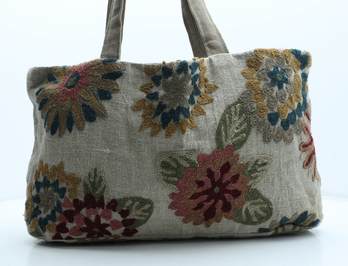 Preworn Womens Multicoloured Floral Cotton Top Handle Bag Size Large