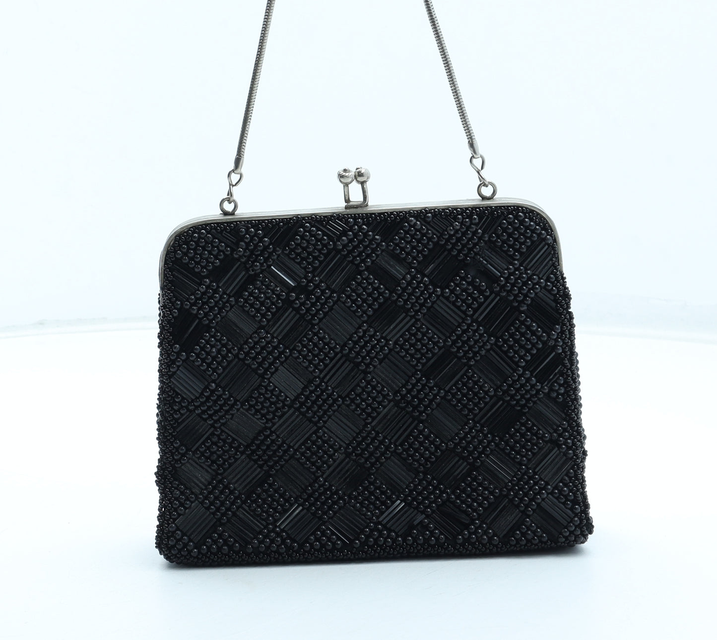 Le Soir Womens Black Polyester Clutch Size Small