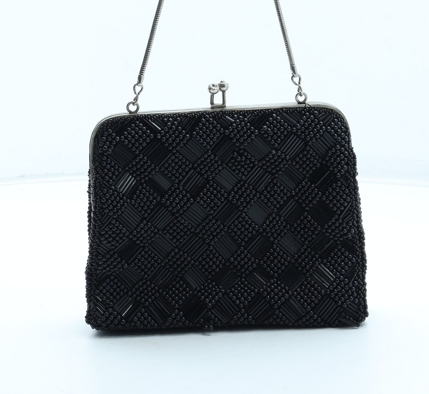 Le Soir Womens Black Polyester Clutch Size Small