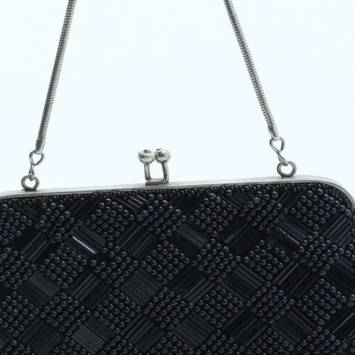 Le Soir Womens Black Polyester Clutch Size Small