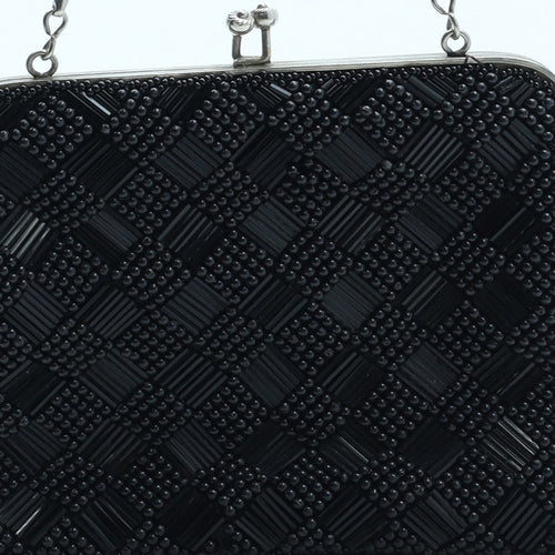 Le Soir Womens Black Polyester Clutch Size Small