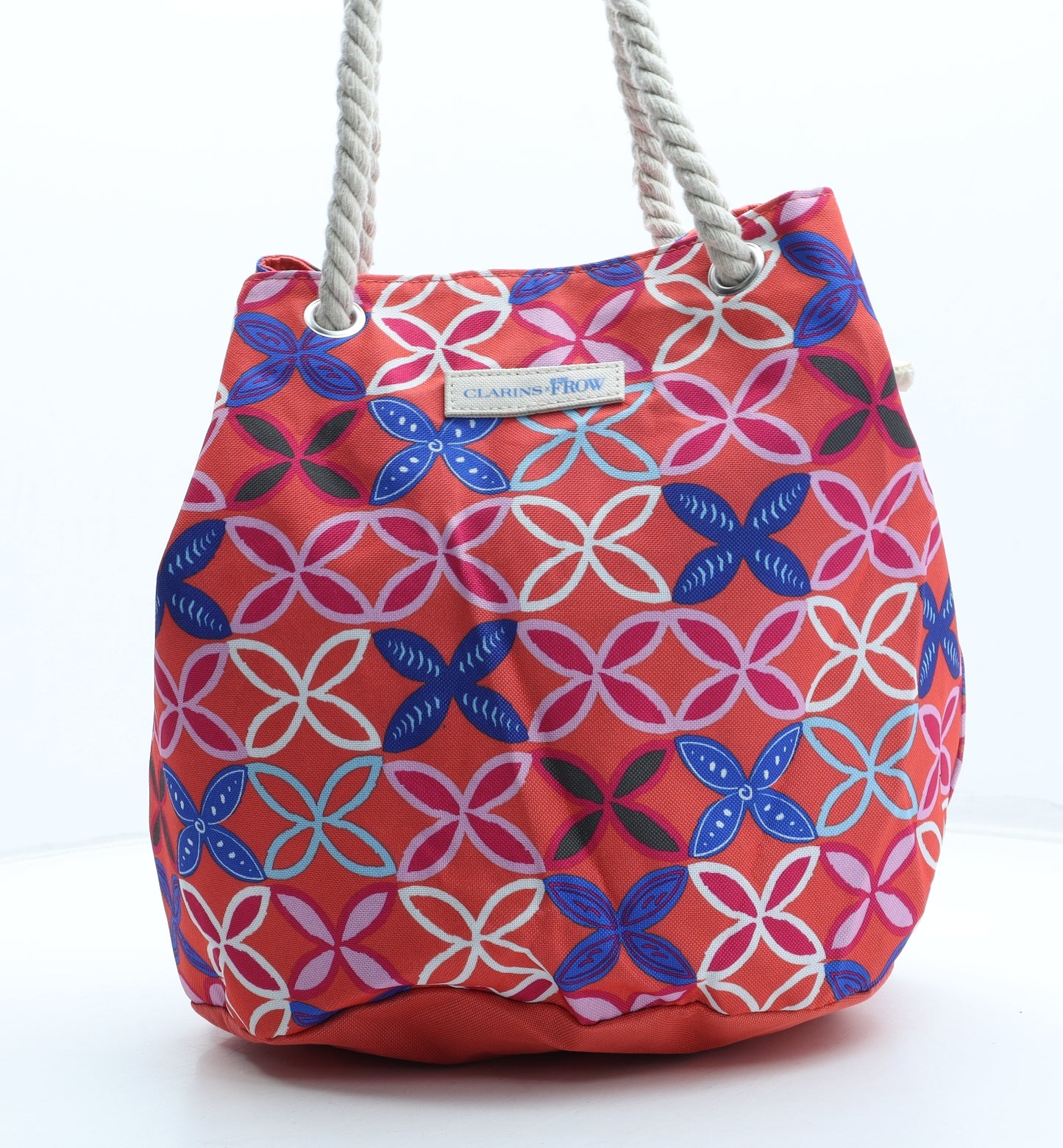 Clarins Womens Multicoloured Floral Polyester Top Handle Bag Size Large