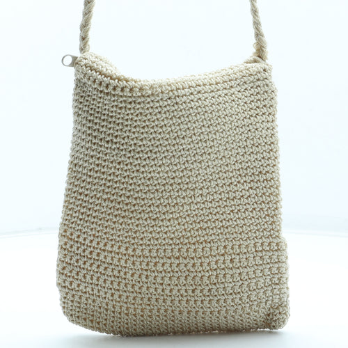 Preworn Womens Beige Floral Nylon Shoulder Bag Size Small