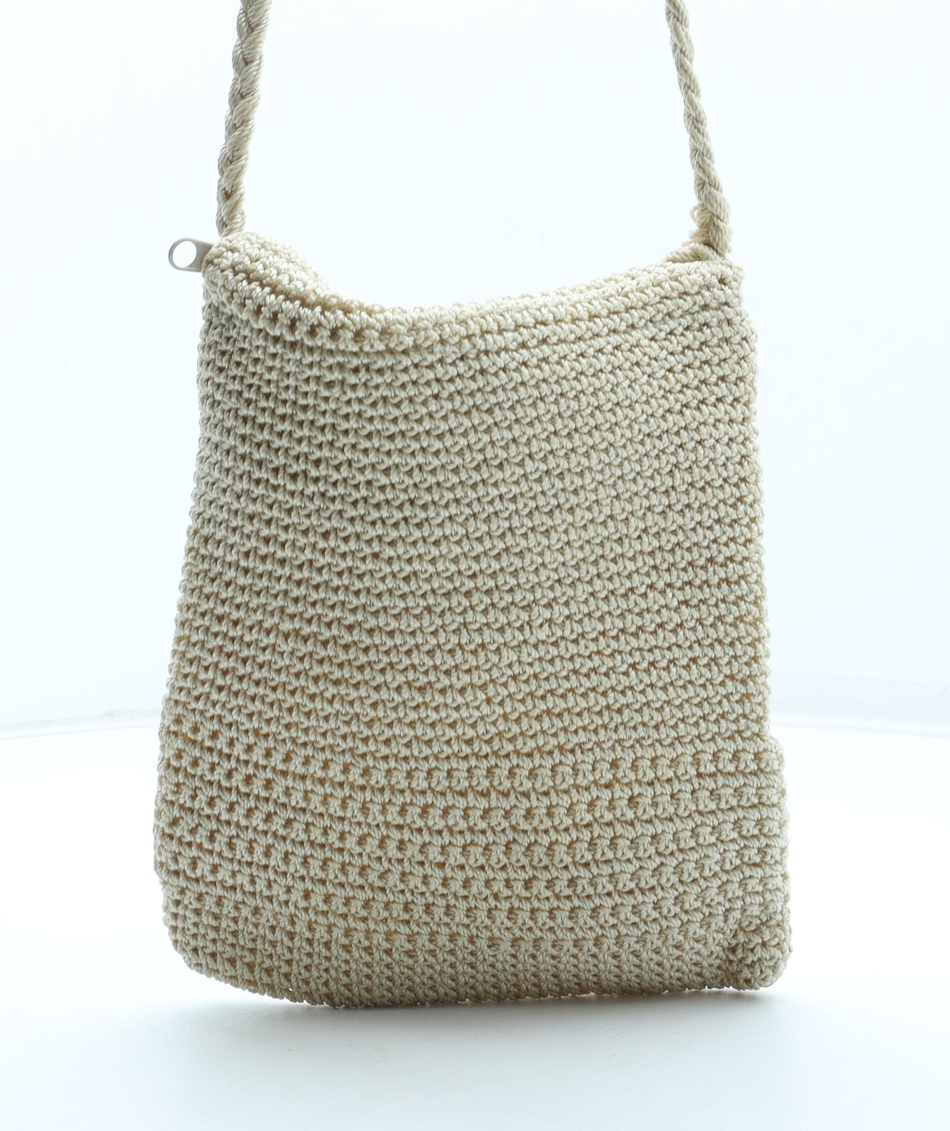 Preworn Womens Beige Floral Nylon Shoulder Bag Size Small