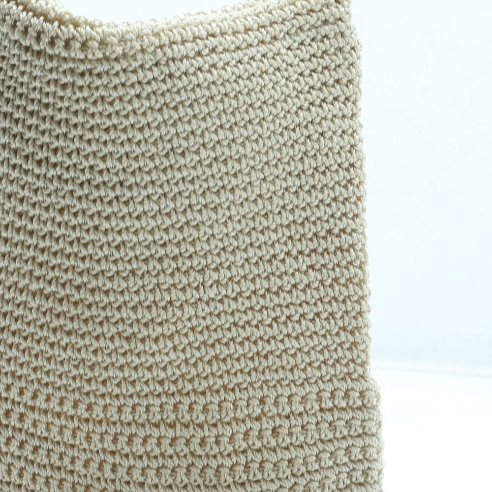 Preworn Womens Beige Floral Nylon Shoulder Bag Size Small