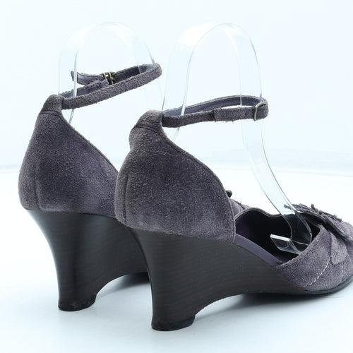 Preworn Womens Purple Floral Leather Strappy Heel UK