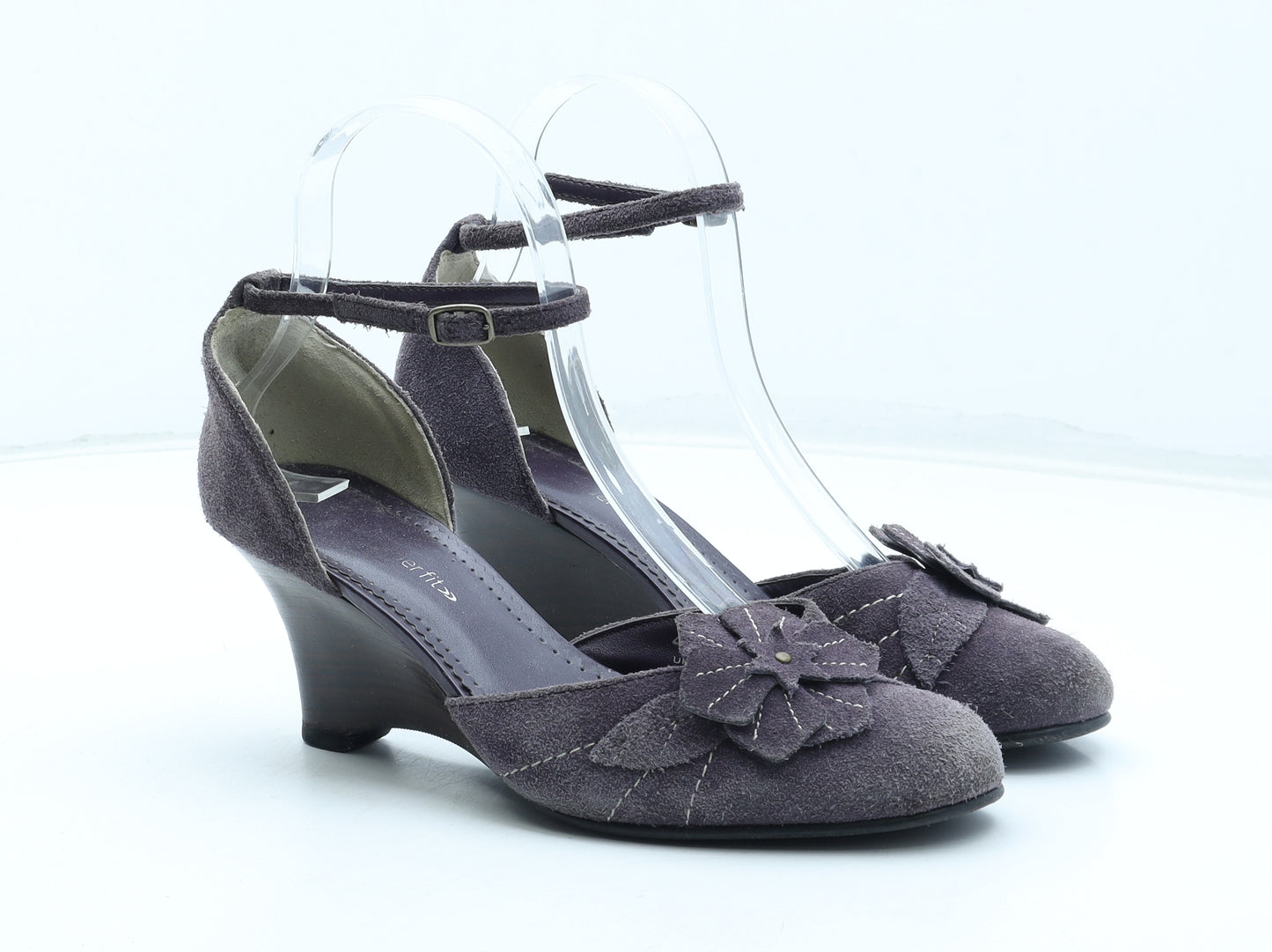 Preworn Womens Purple Floral Leather Strappy Heel UK
