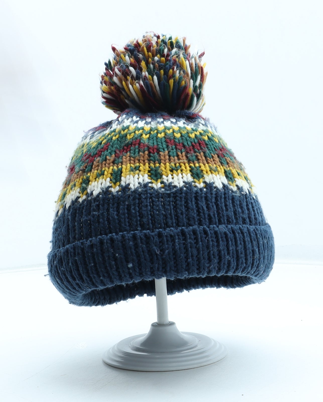 TU Boys Multicoloured Fair Isle Acrylic Bobble Hat Size S - Size 3-5 Years