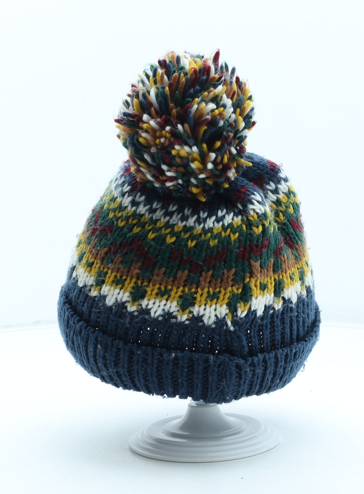 TU Boys Multicoloured Fair Isle Acrylic Bobble Hat Size S - Size 3-5 Years