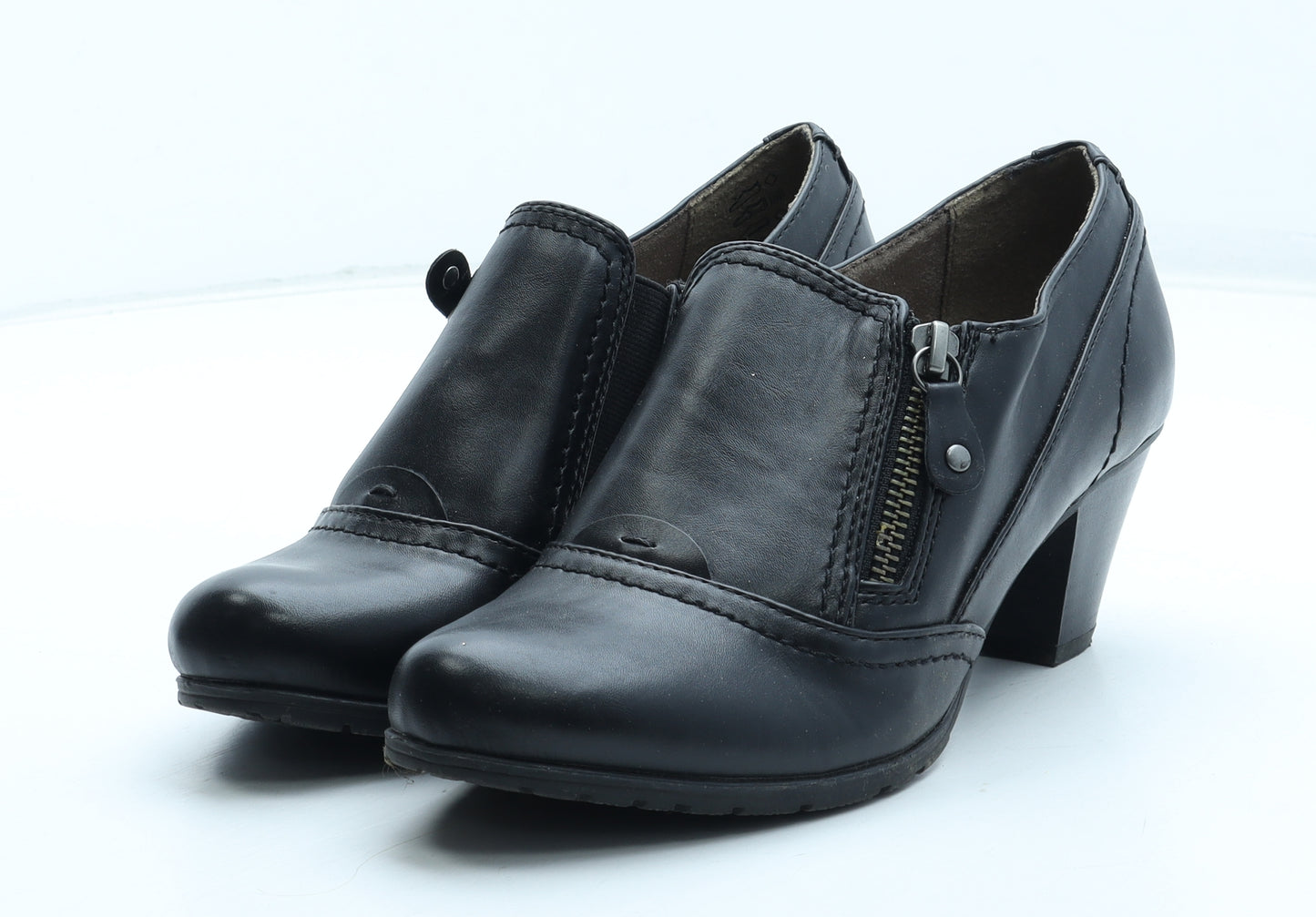 Pavers Womens Black Leather Bootie Boot UK