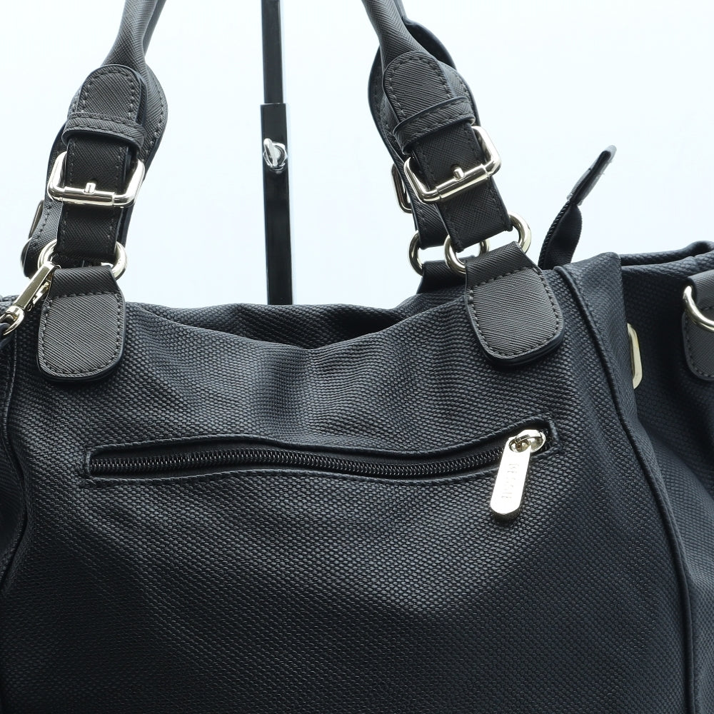 Bessie Womens Black Polyurethane Top Handle Bag Size Medium - Purse Included