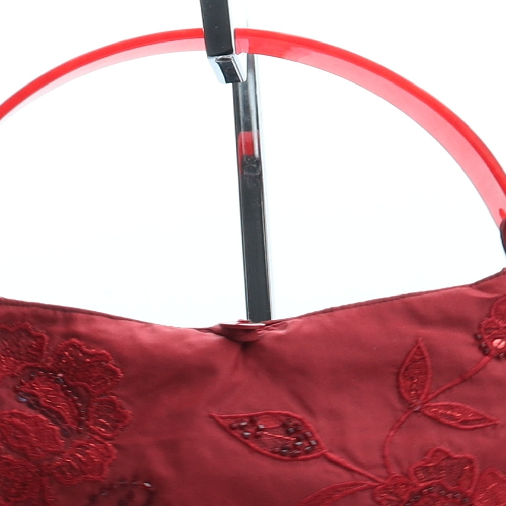Accessorize Womens Red Floral Polyester Top Handle Bag Size Small