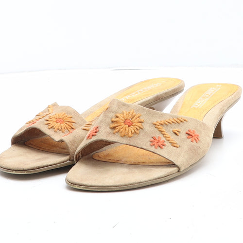 Marco Tozzi Womens Beige Floral Synthetic Mule Heel UK