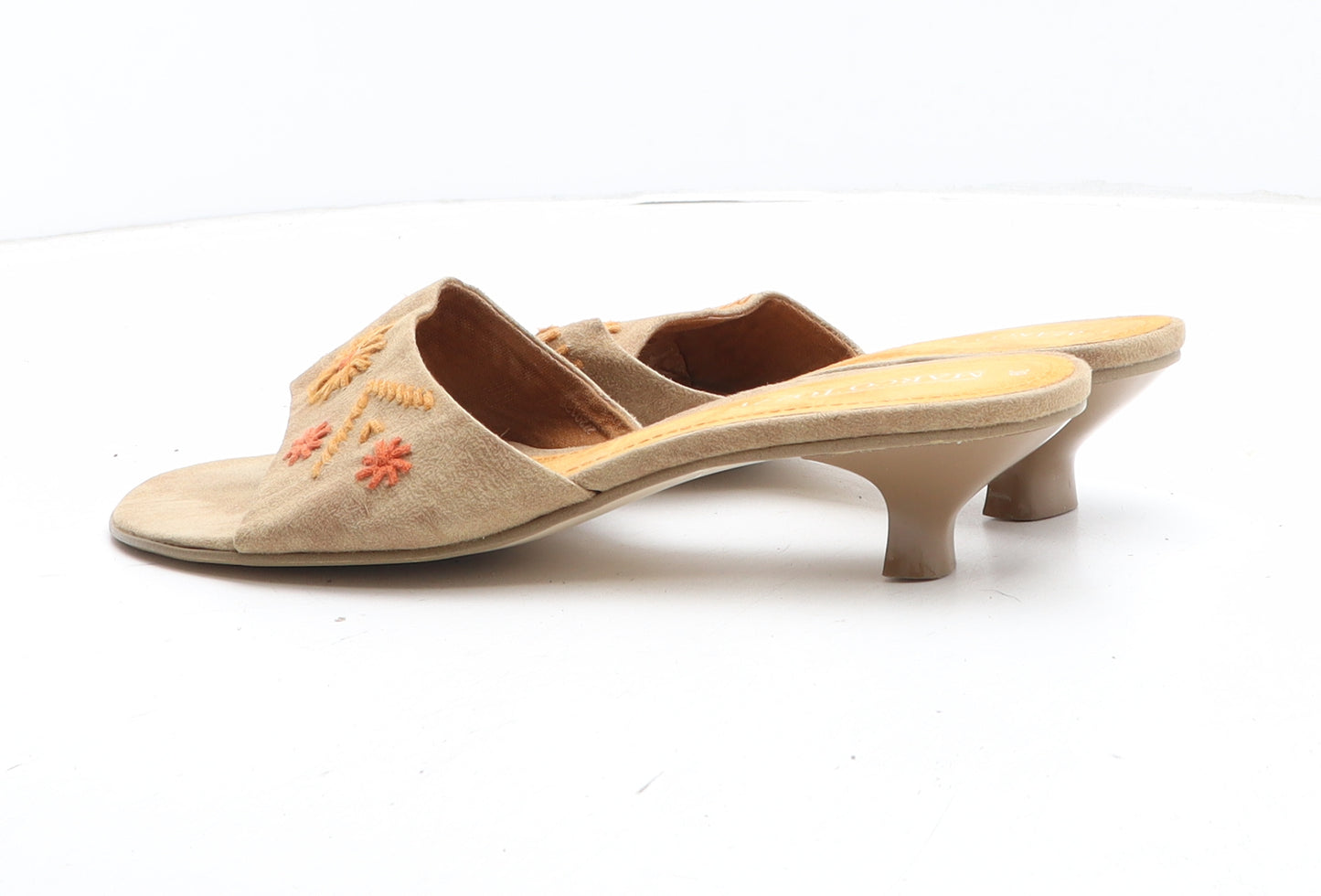 Marco Tozzi Womens Beige Floral Synthetic Mule Heel UK