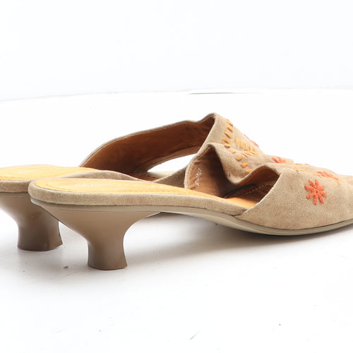 Marco Tozzi Womens Beige Floral Synthetic Mule Heel UK