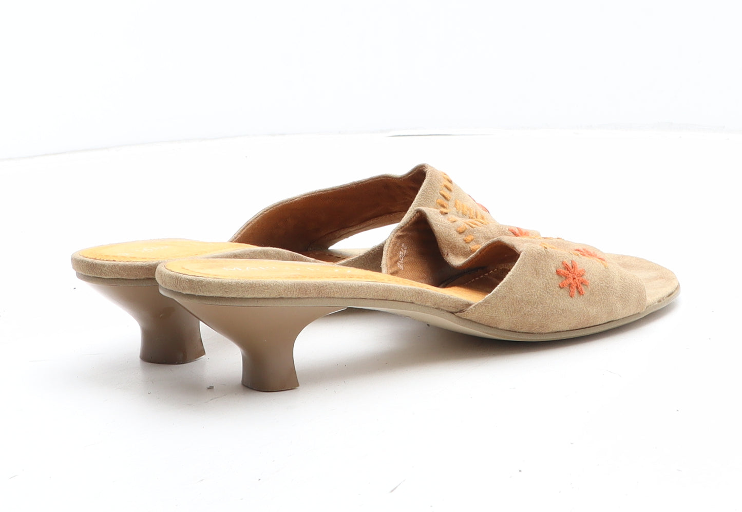 Marco Tozzi Womens Beige Floral Synthetic Mule Heel UK