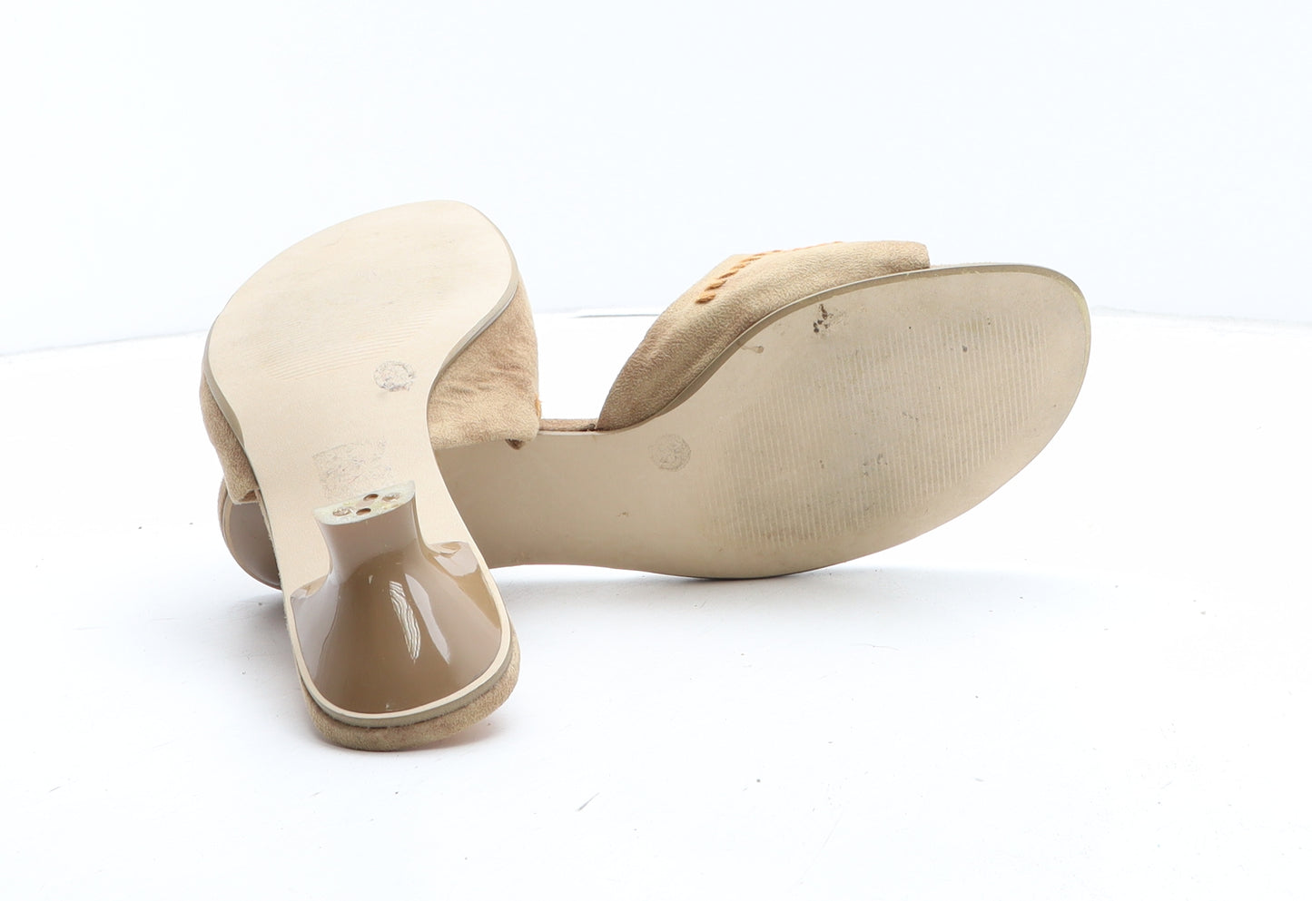 Marco Tozzi Womens Beige Floral Synthetic Mule Heel UK