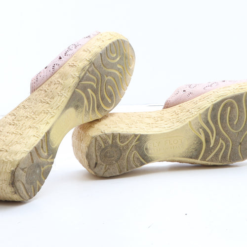 Flyflot Womens Pink Geometric Leather Mule Heel UK - UK Size Estimated 8