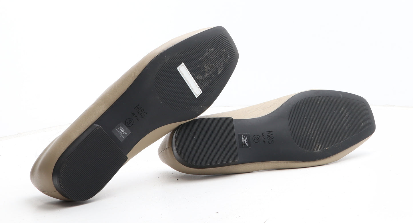 Marks and Spencer Womens Beige Leather Loafer Casual UK