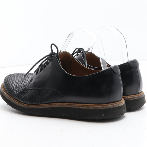 Clarks Womens Black Leather Oxford Casual UK - Croc Texture