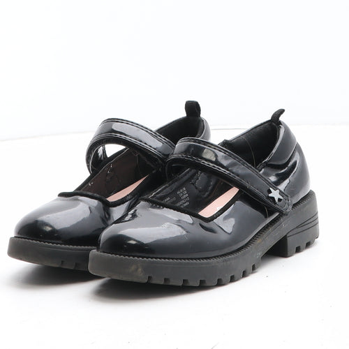 F&F Girls Black Synthetic Mary Jane Casual UK 9 - Star Detail