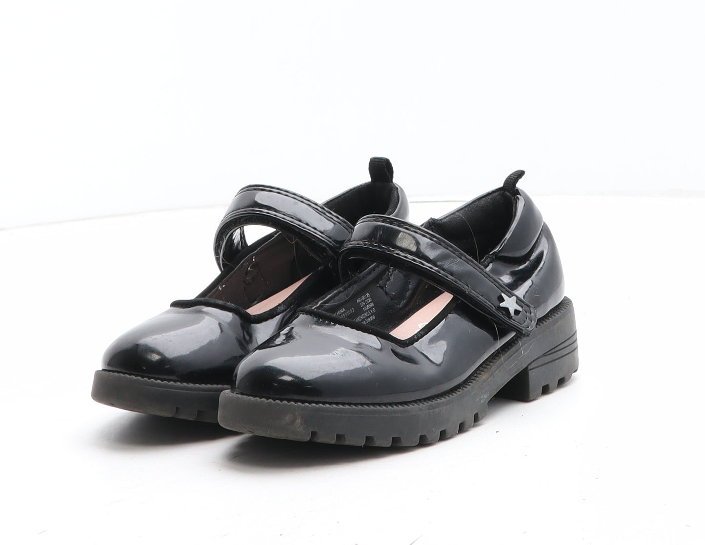 F&F Girls Black Synthetic Mary Jane Casual UK 9 - Star Detail