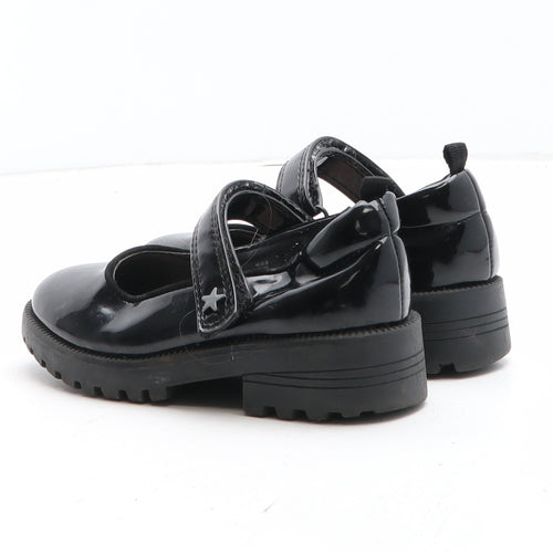 F&F Girls Black Synthetic Mary Jane Casual UK 9 - Star Detail