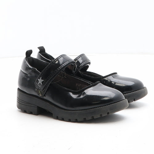 F&F Girls Black Synthetic Mary Jane Casual UK 9 - Star Detail