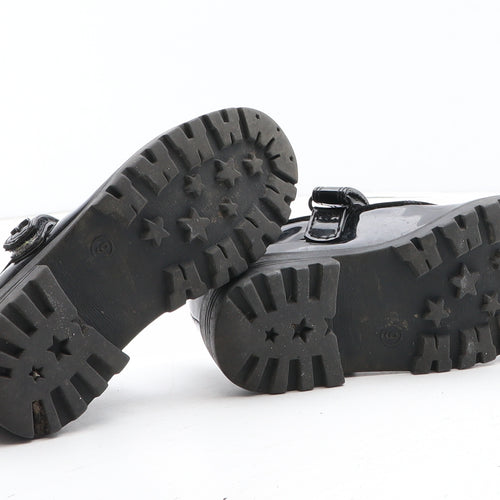 F&F Girls Black Synthetic Mary Jane Casual UK 9 - Star Detail