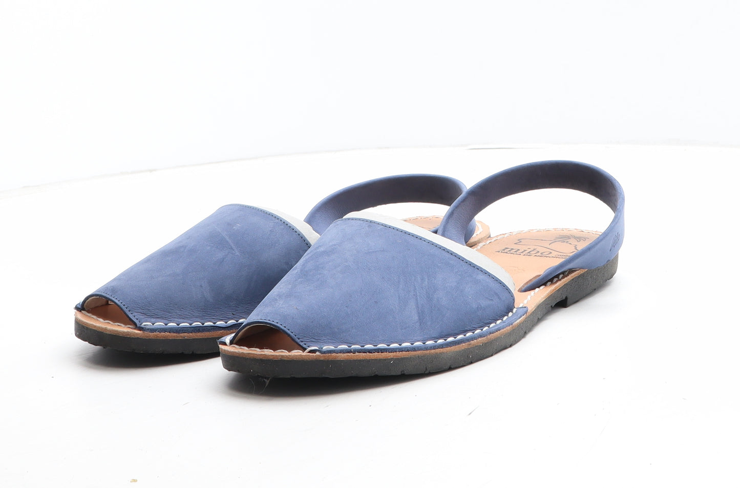 Mibo Womens Blue Leather Slingback Sandal UK