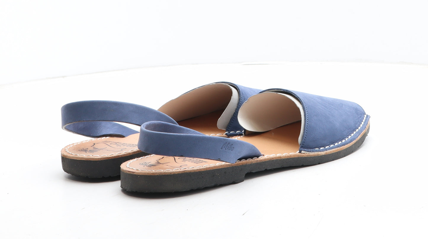 Mibo Womens Blue Leather Slingback Sandal UK