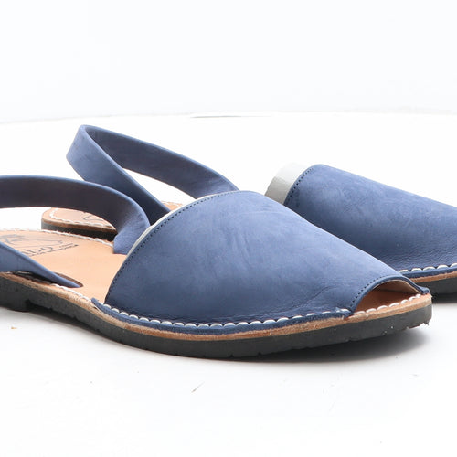 Mibo Womens Blue Leather Slingback Sandal UK