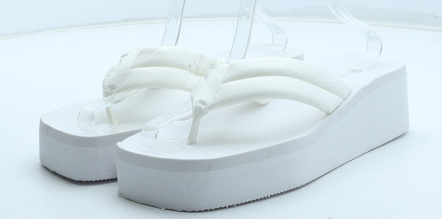 Primark Womens White Rubber Thong Sandal UK